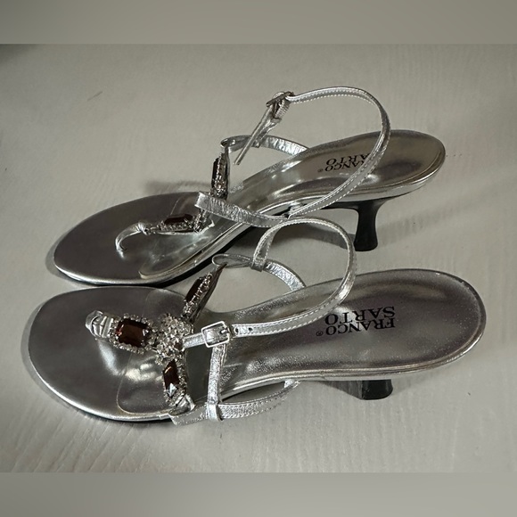 FRANCO SARTO RHINESTONES WEDGE SANDALS - Picture 3 of 6
